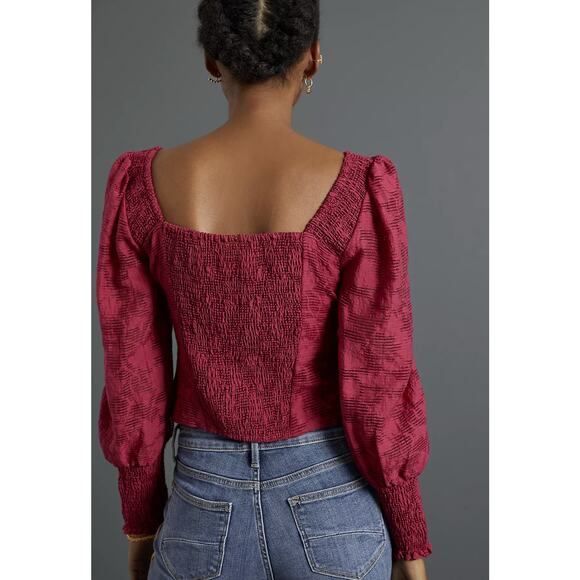 NEW Anthropologie Cranberry Romance Puff Sleeved Blouse - Small - Picture 2 of 5